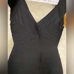 Black aqua bodycon herve leger inspired dress